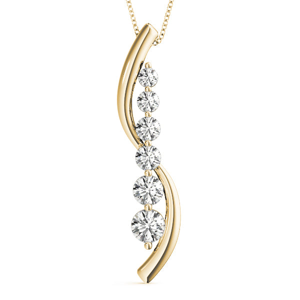 14K Yellow Gold Round Diamond Journey Pendant
