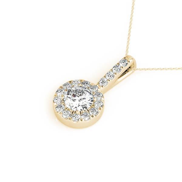 14K Yellow Gold Round Diamond Halo Pendant