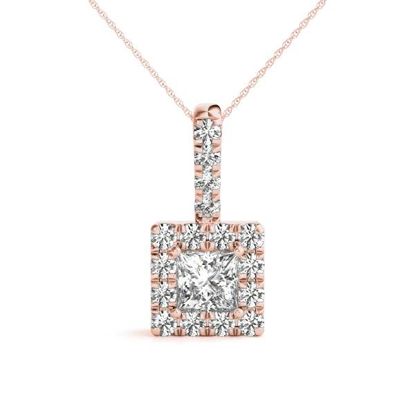 14K Rose Gold 1 CT Diamond Halo Pendant