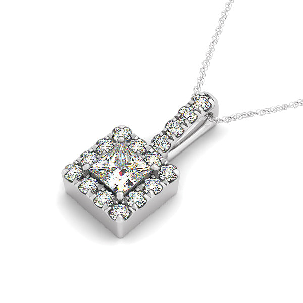 Multi-Metal Round Diamond Halo Pendant