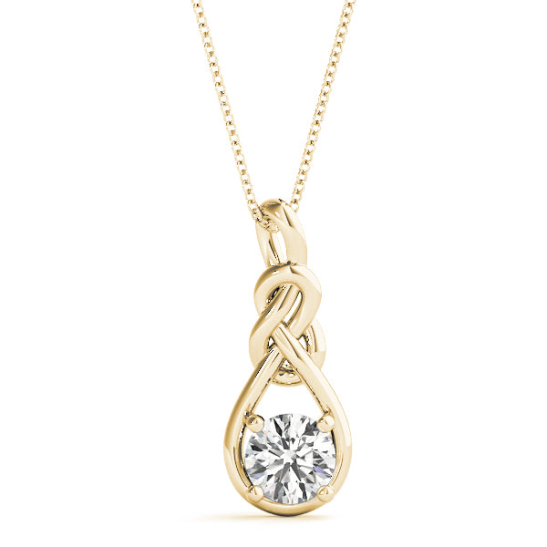 14K Yellow Gold Diamond Love Knot Pendant Necklace