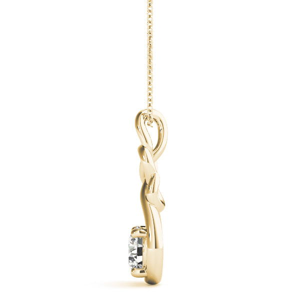 14K Yellow Gold Diamond Love Knot Pendant Necklace