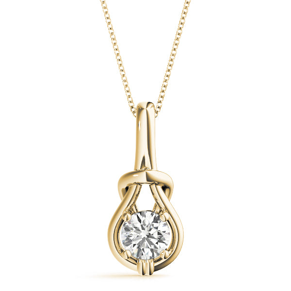 14K Yellow Gold Diamond Love Knot Pendant