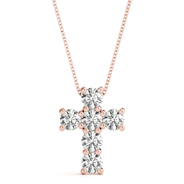 14K Rose Gold Round Diamond Fashion Pendant