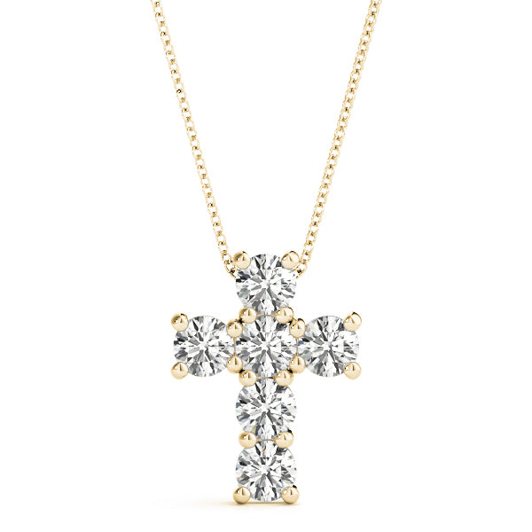 14K Yellow Gold Round Diamond Fashion Pendant