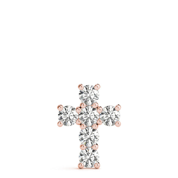 14K Rose Gold Diamond Cross Pendant