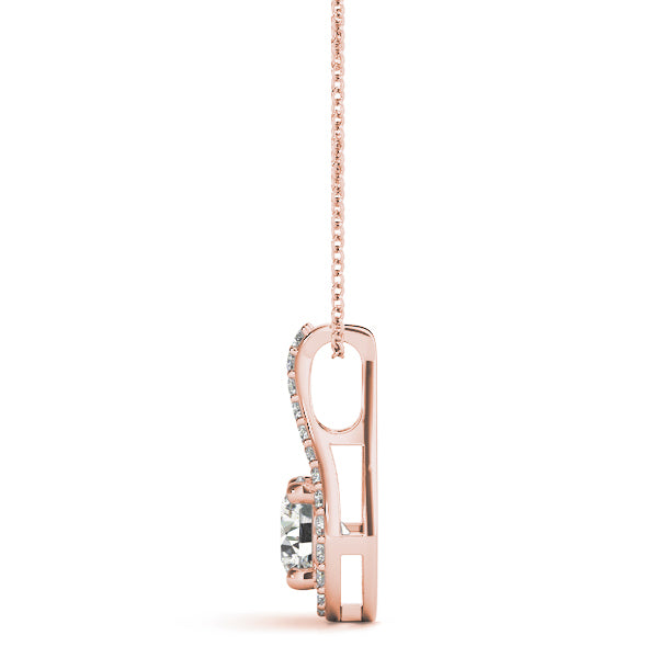 14K Rose Gold 1ct Diamond Pendant Necklace