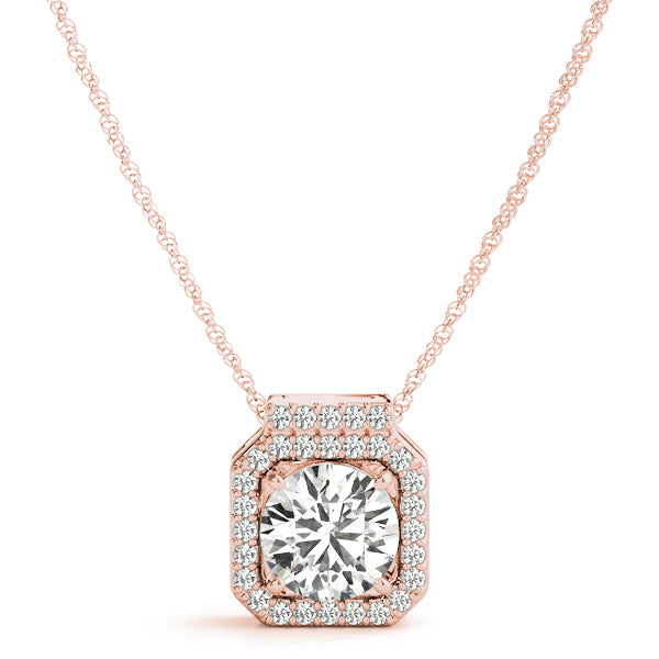 Rose Gold Lab Diamond Halo Pendant