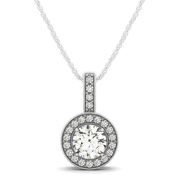 Round Diamond Halo Pendant