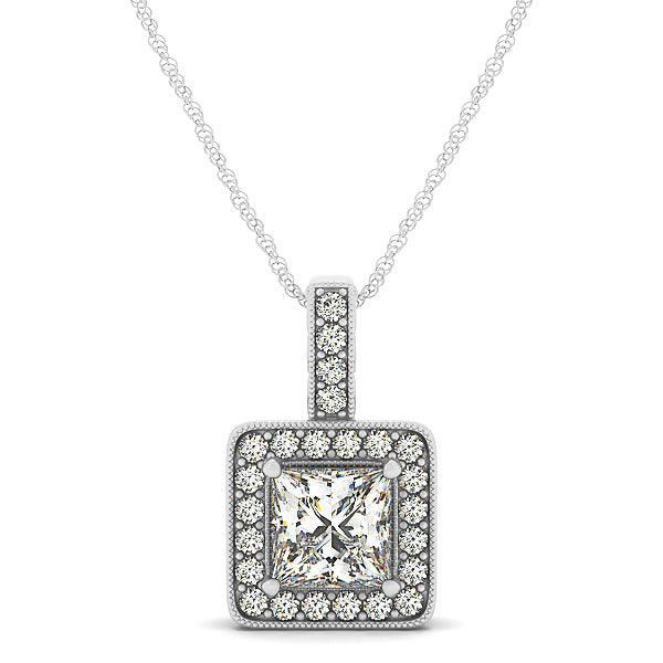 Multi-Diamond Round Halo Pendant