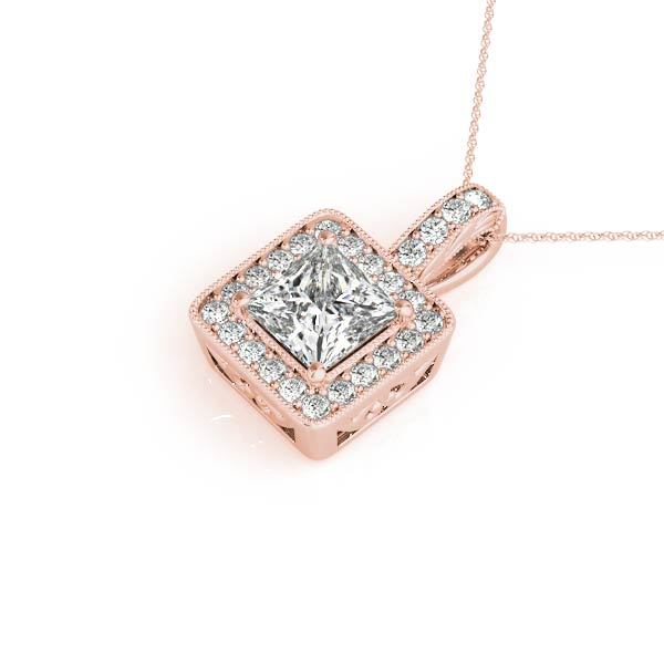 14K Rose Gold 1 CT Diamond Halo Pendant