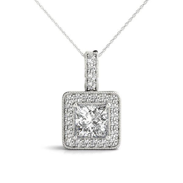 Lab Diamond Square Halo Pendant