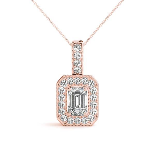 14K Rose Gold Diamond Halo Pendant