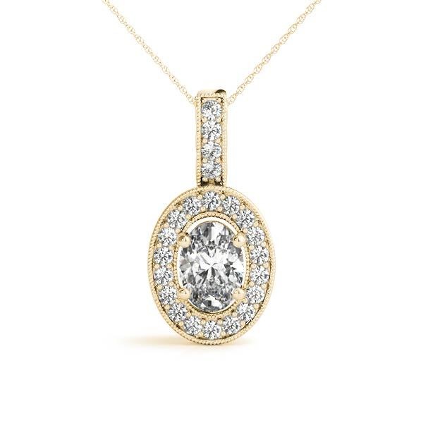 14K Yellow Gold Diamond Halo Pendant