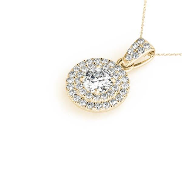 14K Yellow Gold 1 CT Diamond Halo Pendant Necklace