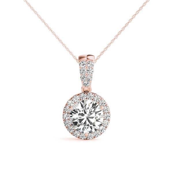 Rose Gold Round Lab Diamond Halo Pendant
