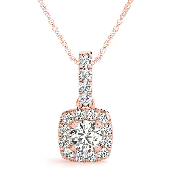 Rose Gold Lab Diamond Halo Pendant
