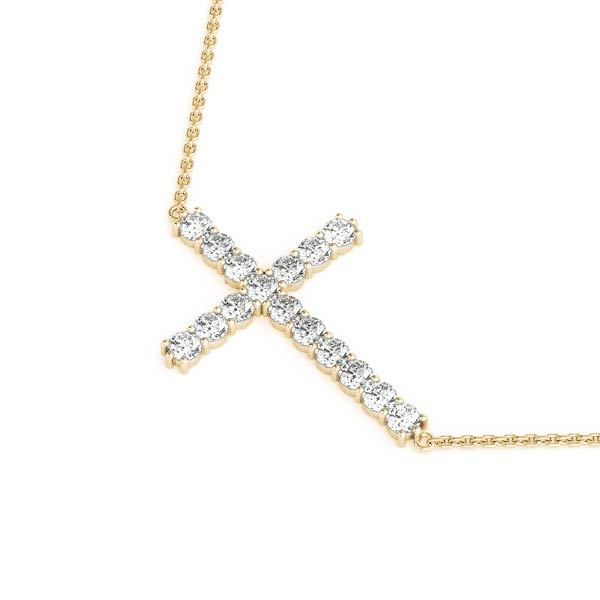 14K Yellow Gold Diamond Cross Pendant