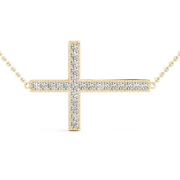 14K Yellow Gold Diamond Cross Pendant
