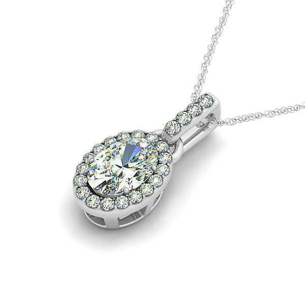 Lab Diamond Oval Halo Pendant