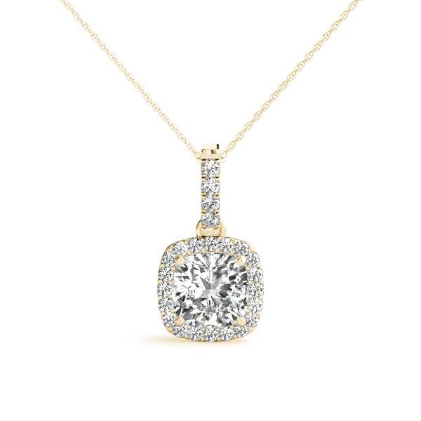 Yellow Gold Lab Diamond Halo Pendant