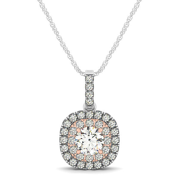 Round Lab Diamond Halo Pendant