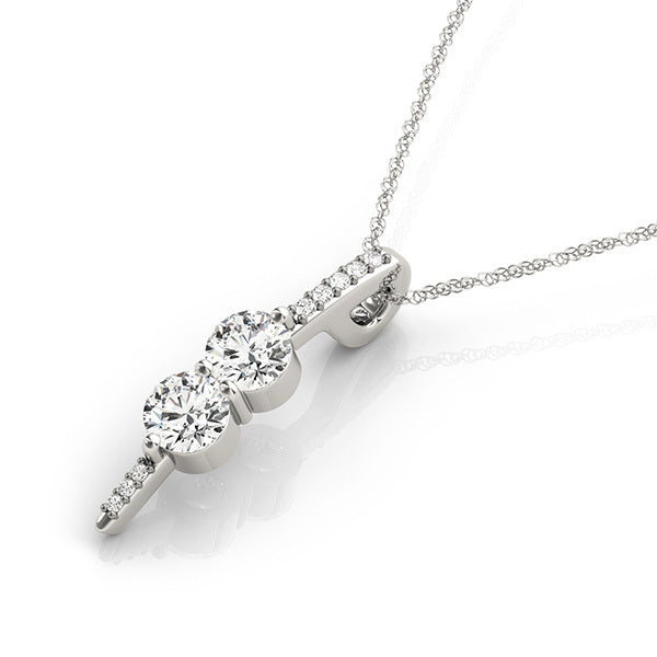 14K White Gold Multi-Diamond Pendant