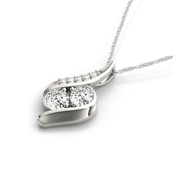 Multi-Diamond Two-Stone 14K White Gold Pendant