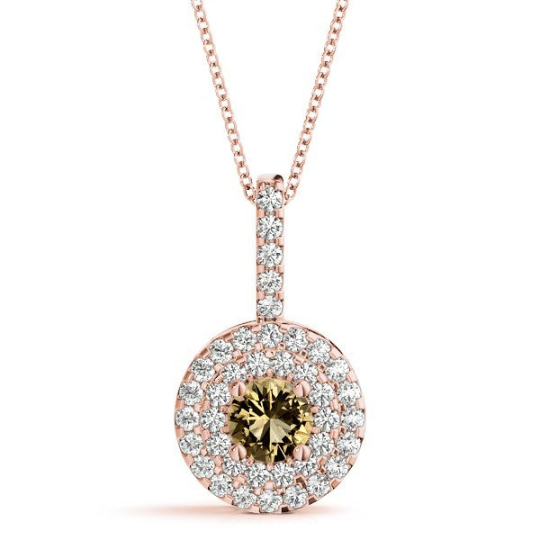 14K Rose Gold Round Diamond Fashion Pendant