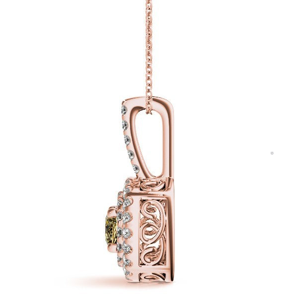 14K Rose Gold Round Diamond Pendant