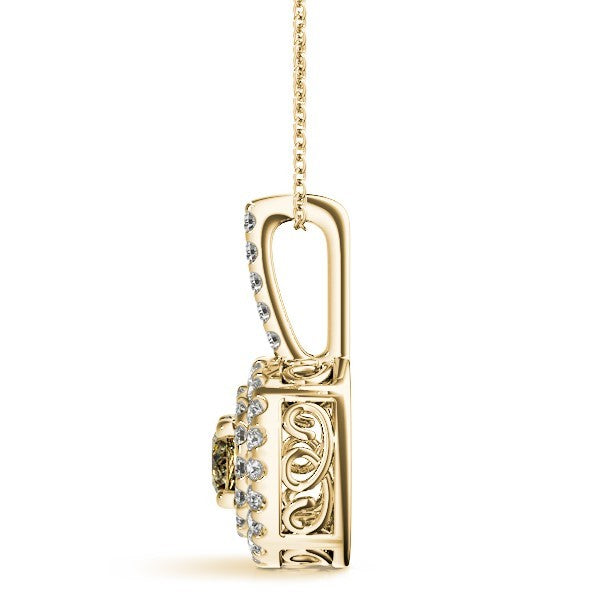 14K Yellow Gold Round Diamond Fashion Pendant