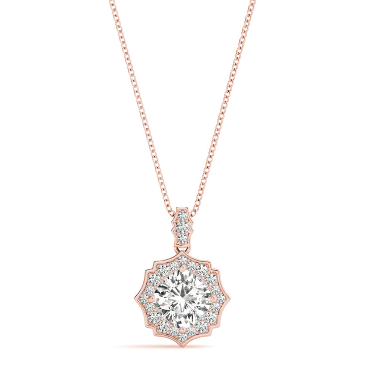 14K Rose Gold 5/8 ct Diamond Cushion Halo Pendant