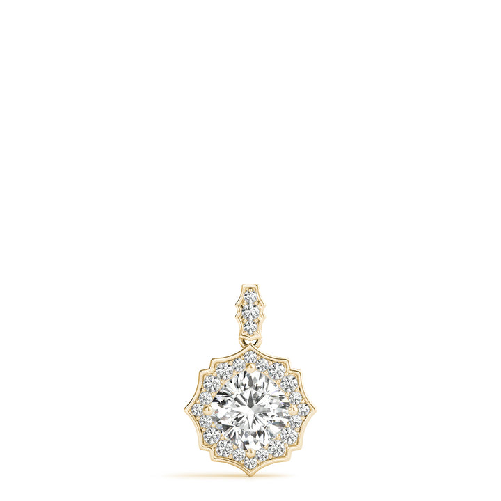 14K Yellow Gold Cushion Diamond Halo Pendant