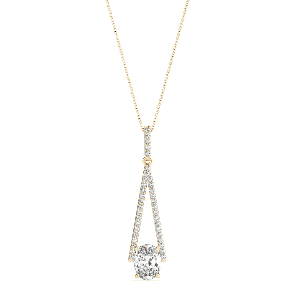 14K Yellow Gold Oval Diamond Halo Pendant