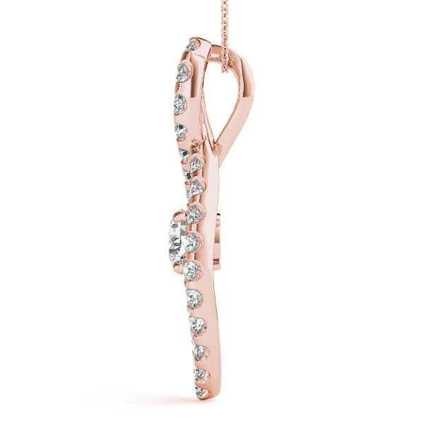 14K Rose Gold Diamond Solitaire Pendant Necklace