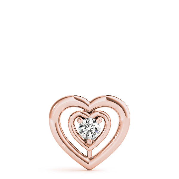 14K Rose Gold Round Diamond Solitaire Pendant