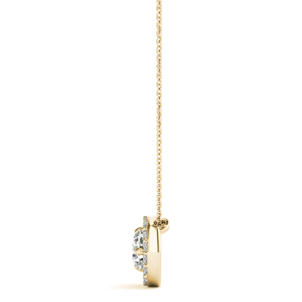 14K Yellow Gold Round Diamond Pendant