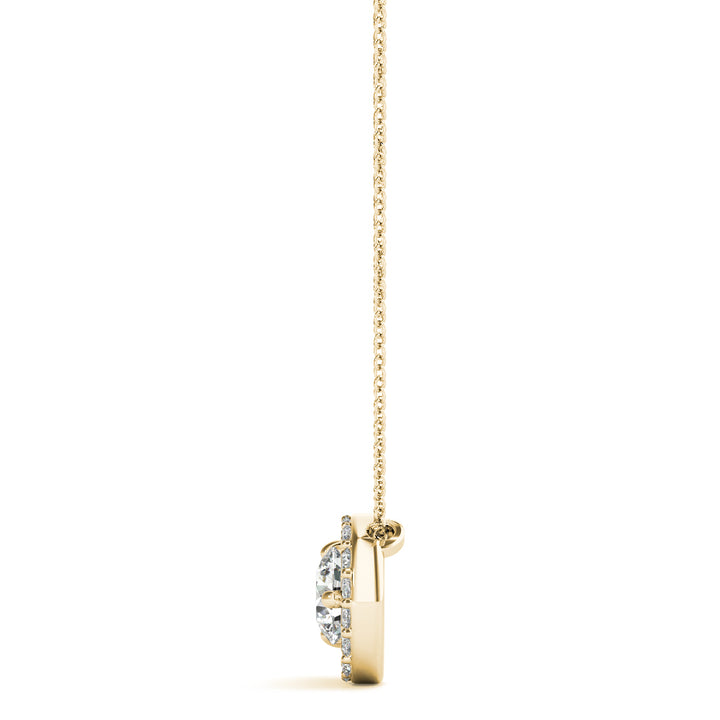 14K Yellow Gold Round Diamond Pendant