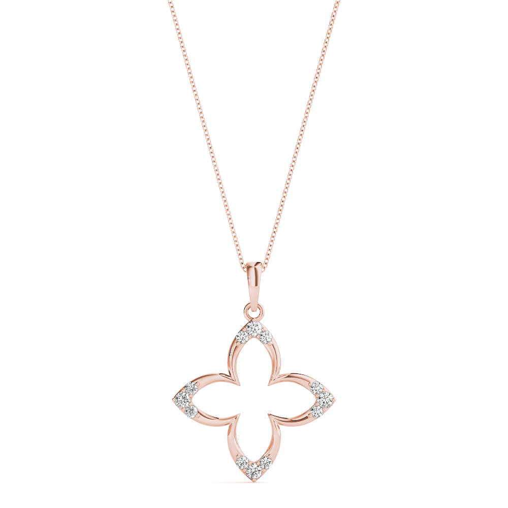 14K Rose Gold Round Diamond Fashion Pendant