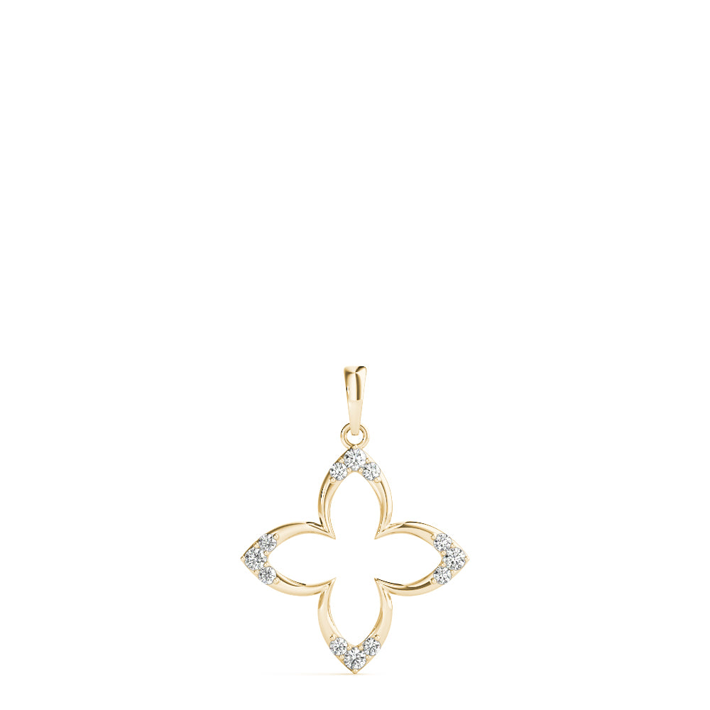 14K Yellow Gold Round Diamond Fashion Pendant