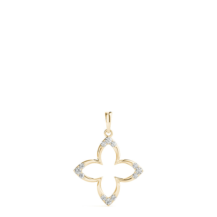 14K Yellow Gold Round Diamond Fashion Pendant