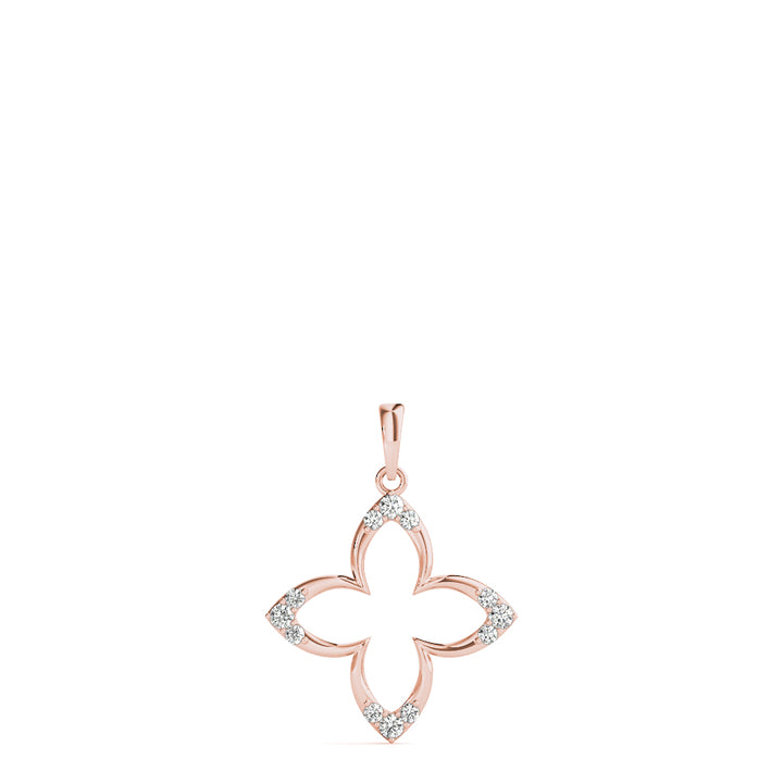 14K Rose Gold Round Diamond Fashion Pendant