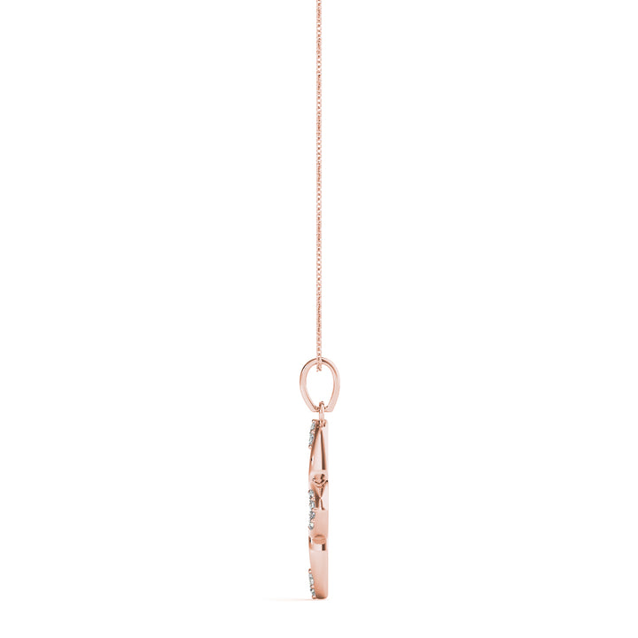 14K Rose Gold Round Diamond Fashion Pendant