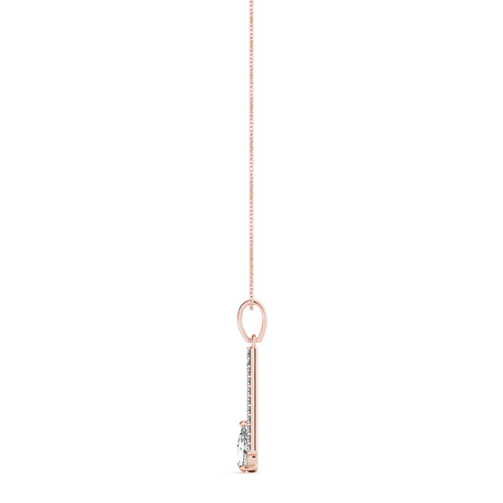 14K Rose Gold Pear Diamond Halo Pendant