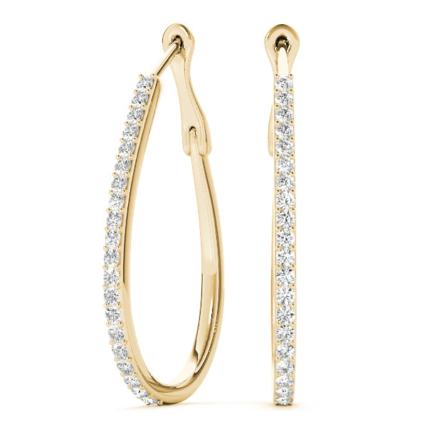 14K Yellow Gold Diamond Hoop Earrings