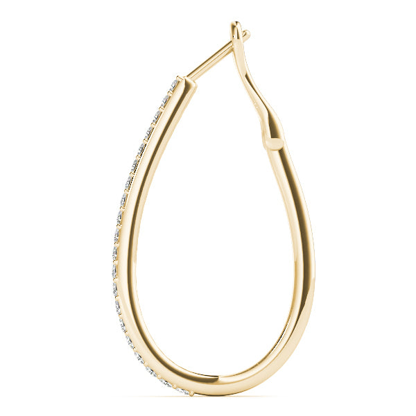 14K Yellow Gold Diamond Fashion Hoop Earrings