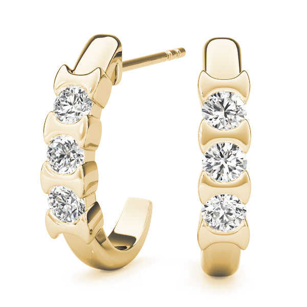 14K Yellow Gold Lab Diamond Trio Earrings