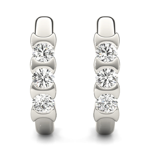Lab Diamond 3-Stone Round Earring Pair