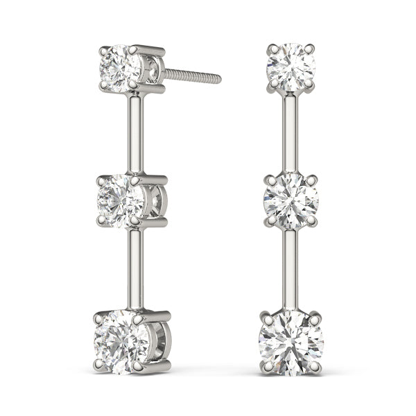 Lab Diamond 3-Stone Round Brilliant Earring Pair