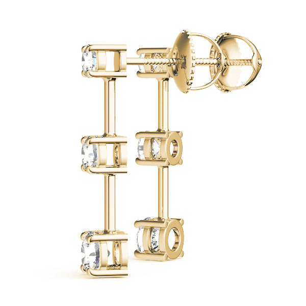 14K Yellow Gold Round Lab Diamond Earring Pair